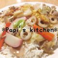 papikun's cooksnap of when they made 皿うどんのスープで簡単あんかけ丼.