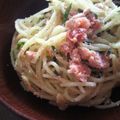 harumidori's cooksnap of when they made 新定番☆たっぷり青じそ　明太子パスタ☆.