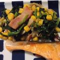 choco＊７'s cooksnap of when they made ベーコンとコーンでほうれん草バターソテー.