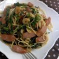 うに１１８'s cooksnap of when they made スパゲッティ　春菊パスタ.