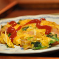 MyDining's cooksnap of when they made ほうれん草とﾍﾞｰｺﾝの卵とじ.