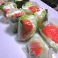 Haru Haru's cooksnap of when they made 水切りヨーグルトでサーモンの生春巻き.
