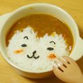 腹の上のポニョポニョ's cooksnap of when they made デコカレー＊グラタン皿でおさるのカレー♪.