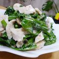 まきといん's cooksnap of when they made 小松菜とゆで鶏のスイチリごま和え.