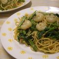 さるちゃんばなな's cooksnap of when they made 簡単★空芯菜とエビのパスタ.