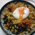 Bluemoon02's cooksnap of when they made 挽肉と小松菜のどんぶり♪卵のせ.