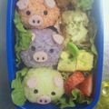 のぞママ☆'s cooksnap of when they made *キャラ弁に　3色のこぶたちゃん*.