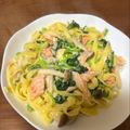 クックKCI20U☆'s cooksnap of when they made 鮭ときのこのクリームパスタ.