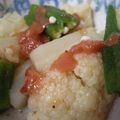 ひろみつばち's cooksnap of when they made カリフラワーと✿オクラの✿梅✿ドレ✿和え.