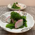 horseland's cooksnap of when they made “菜の花/桃色かまぼこ/ごま々油和え”.
