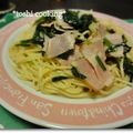 toshi♫'s cooksnap of when they made ほうれん草とベーコンのパスタ.