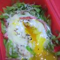KuuRin's cooksnap of when they made ルクエでベーコンエッグ＆レタスサラダ.