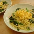 Nekozame's cooksnap of when they made ☆ほうれん草とたまごとハムの春色パスタ☆.