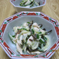 noriemon's cooksnap of when they made 鶏ささみと胡瓜の塩昆布マヨ和え.