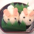 いちごぱぴこ's cooksnap of when they made 簡単うさぎのおにぎり　和風お正月用.