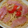 iketa's cooksnap of when they made 生ハムとバジルのペペロンチーノスパゲティ.