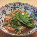 yama＊。's cooksnap of when they made ◎さやえんどうの卵とじ◎.