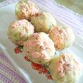 watyami's cooksnap of when they made 春色〰〰✿鮭玉ポテトボール.