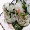 あゆinfinity's cooksnap of when they made 野沢菜と紅生姜のおにぎり.