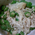 chie-zou88's cooksnap of when they made オクラとえのきの胡麻和え　すだち風味.