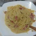 ゆっきー０４０８'s cooksnap of when they made 牛乳と全卵とスライスチーズ☆カルボナーラ.