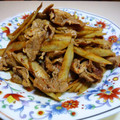 kurukurumin's cooksnap of when they made 豚肉とごぼうのピリ辛炒め.