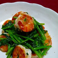mako♡ばぁ's cooksnap of when they made 空心菜とエビ炒め.