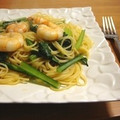 I♡BOY's cooksnap of when they made 小海老とちぢみほうれん草のパスタ.