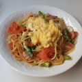 ロシアン's cooksnap of when they made アスパラとトマトのふわふわ卵パスタ.