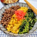 在宅勤務のおじさん's cooksnap of when they made 定番三色そぼろ丼.
