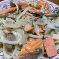ずみーーーる's cooksnap of when they made 鮭とキノコのクリームうどん.