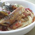 sweetmacaron's cooksnap of when they made さんまのトマトソースパスタ.