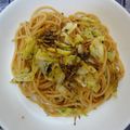 結衣☆★'s cooksnap of when they made 家にあるもので☆キャベツとじゃこのパスタ.