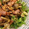 ふわふわまくら's cooksnap of when they made 水菜としめじベーコン和風サラダ♪.