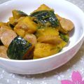よこあけ's cooksnap of when they made かぼちゃとソーセージのカレー風煮♪.