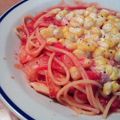 ★ひいらぎ★'s cooksnap of when they made 魚肉ソで♡甘旨コーンのトマトスパ.