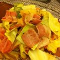 nanachiao's cooksnap of when they made 春キャベツとベーコンのフライパン蒸し.
