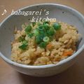 ババガレイ's cooksnap of when they made マーボー豆腐の素で中華風炊き込みごはん.