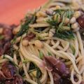 rakuen's cooksnap of when they made おかひじきとエビ、アンチョビのスパゲティ.