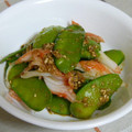 nasubeam's cooksnap of when they made かにかまと絹さやの胡麻和え.
