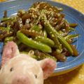 ピンクのこぶた's cooksnap of when they made こんにゃくといんげん炒め✿.