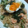 みほほほん's cooksnap of when they made 欲張り＊エビとオクラと半熟卵のバター醤油パスタ＊.