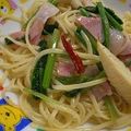 てーぶるすぷーん's cooksnap of when they made ほうれん草とベーコンのパスタ.