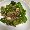 クックJZMPJF☆'s cooksnap of when they made ピーマンと厚揚げのピリ辛そぼろ炒め.
