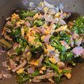 まろ731's cooksnap of when they made ベーコンとブロッコリーとしめじの玉子炒め.