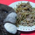 korakko's cooksnap of when they made うどと牛肉のきんぴら。.