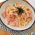 ルリナ's cooksnap of when they made トマトと明太子の冷製マヨパスタ♪♪.