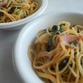 なべっこどうぶつ's cooksnap of when they made 春菊とベーコンの☆和風パスタ☆.