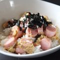 マユガリータ's cooksnap of when they made おさかなのソーセージで☆チーズたまご丼.