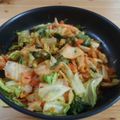 Nekozame's cooksnap of when they made セロリとキャベツのキムチ炒め.